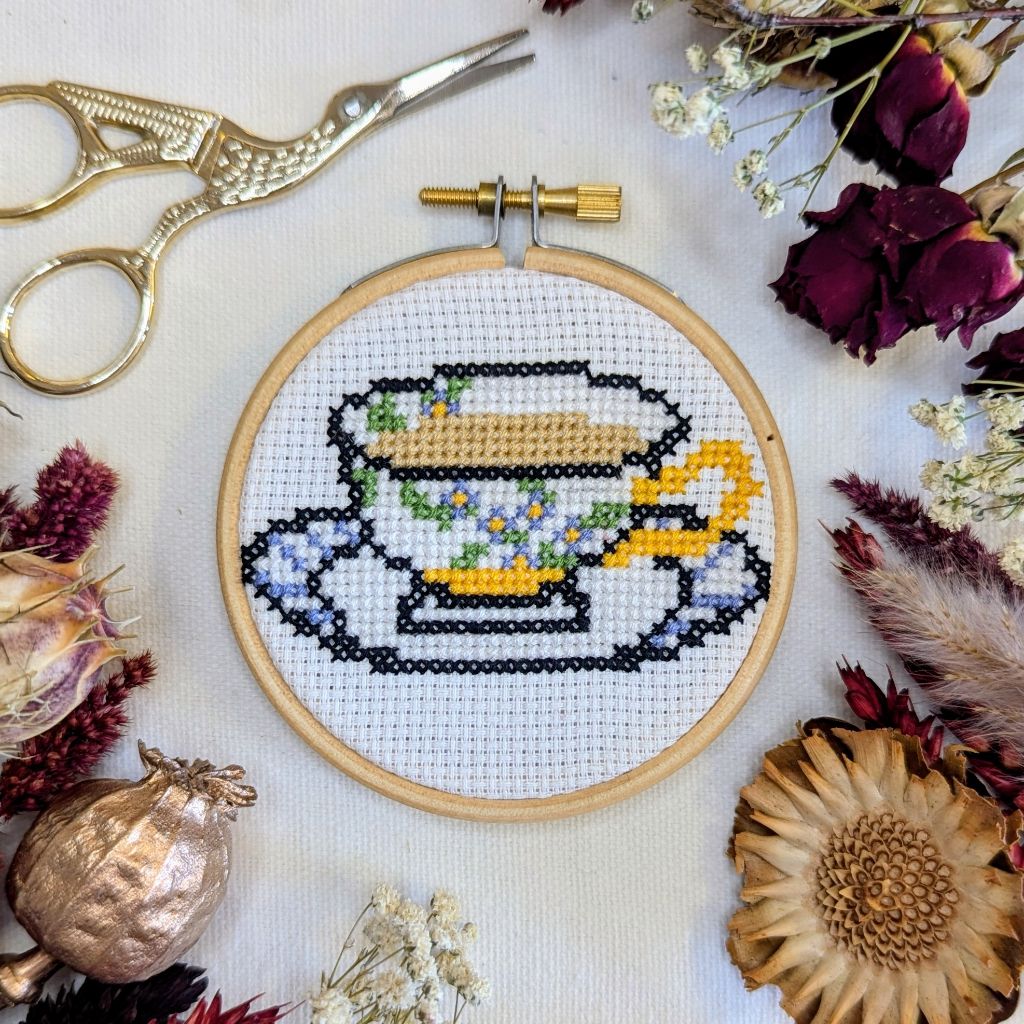 Teacup Raffle Teacup Cross Stitch Kit | Paraffle – Paraffle Embroidery