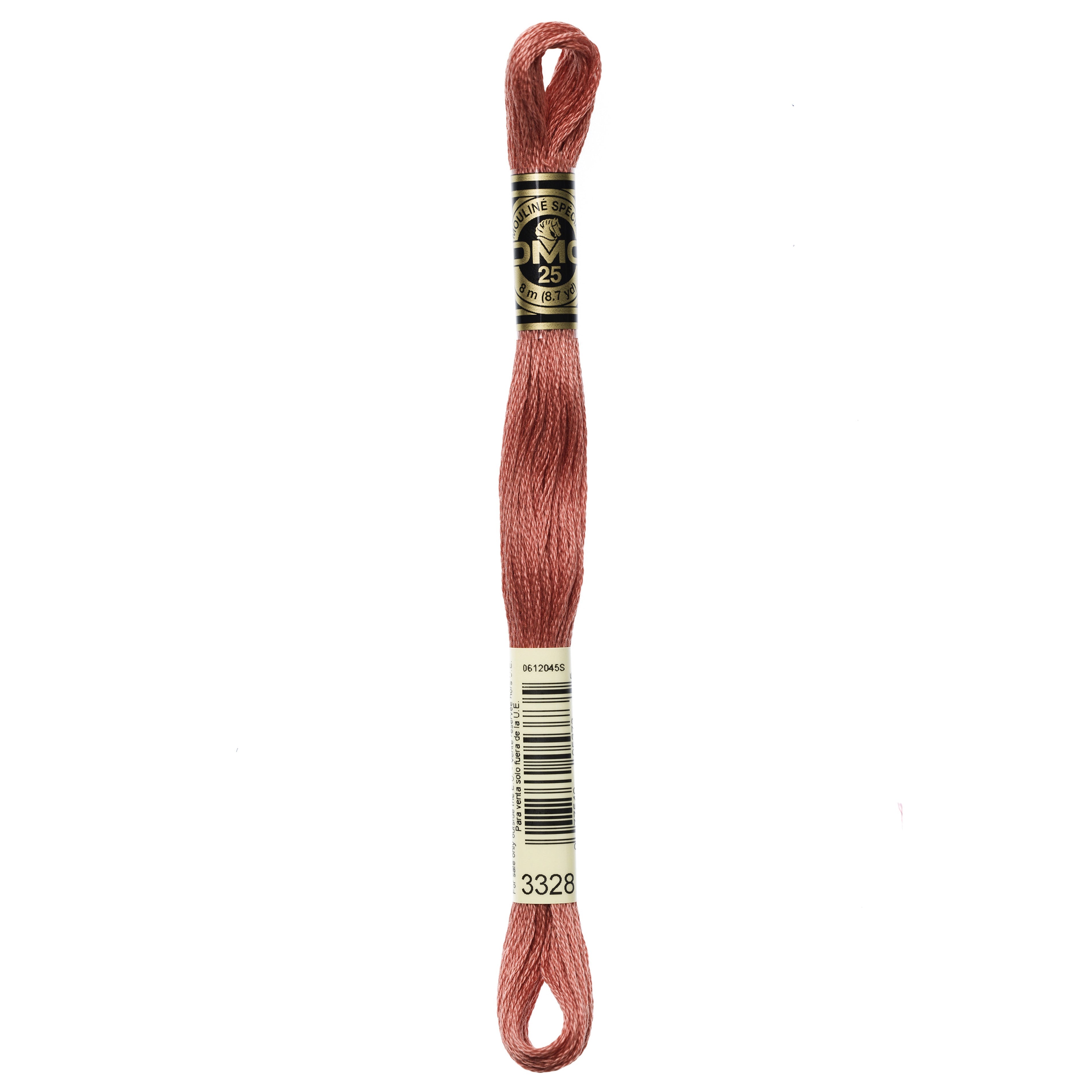 One skein of DMC Mouliné Stranded Cotton thread Colour code 3328