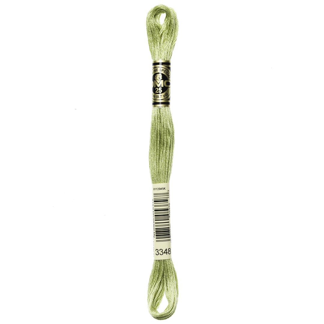One skein of DMC Mouliné Stranded Cotton thread Colour code 3348