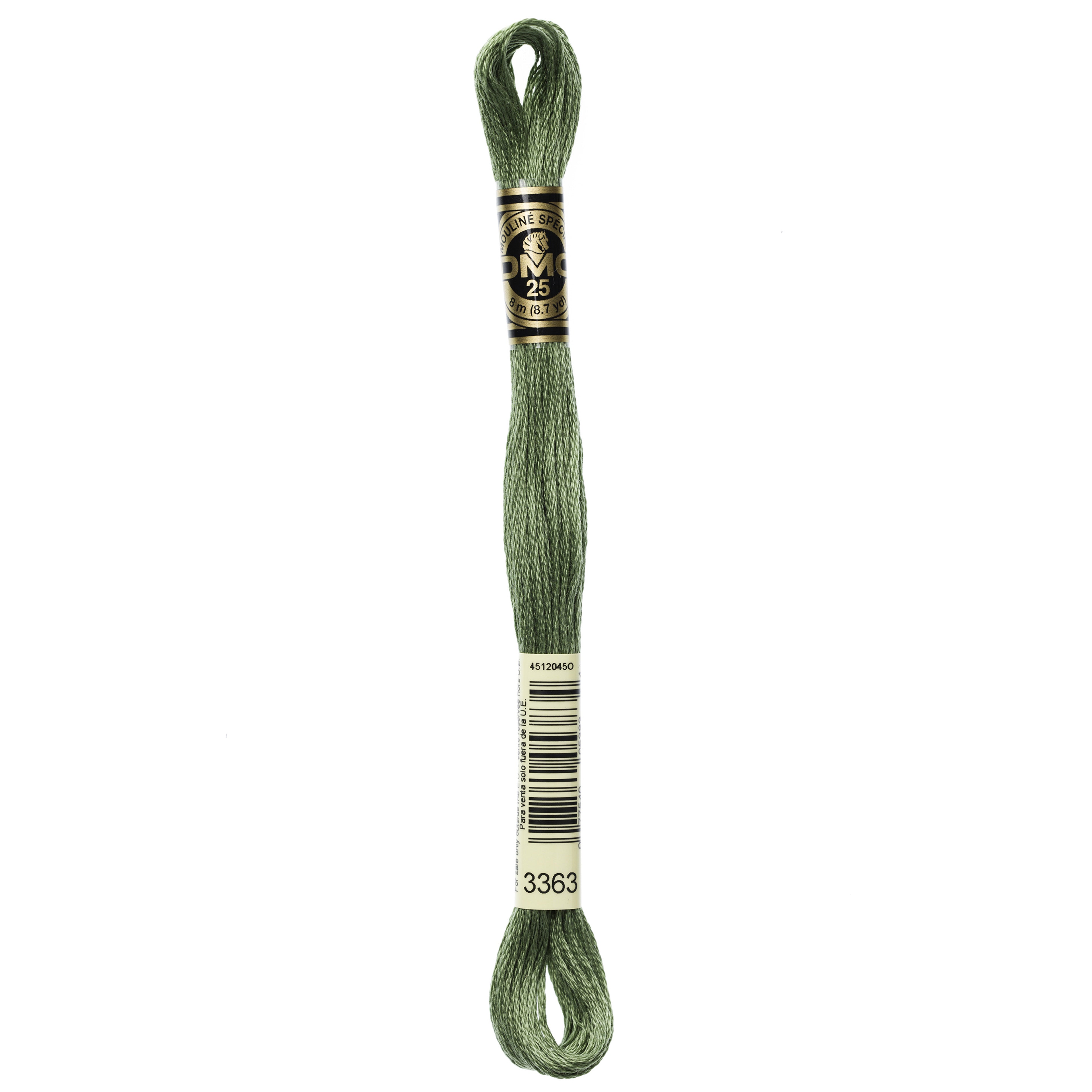 One skein of DMC Mouliné Stranded Cotton thread Colour code 3363