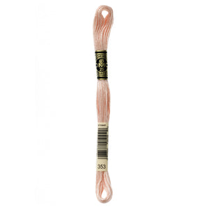 One skein of DMC Mouliné Stranded Cotton thread Colour code 353