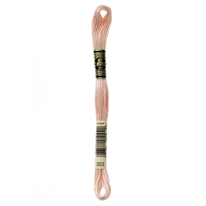 One skein of DMC Mouliné Stranded Cotton thread Colour code 353
