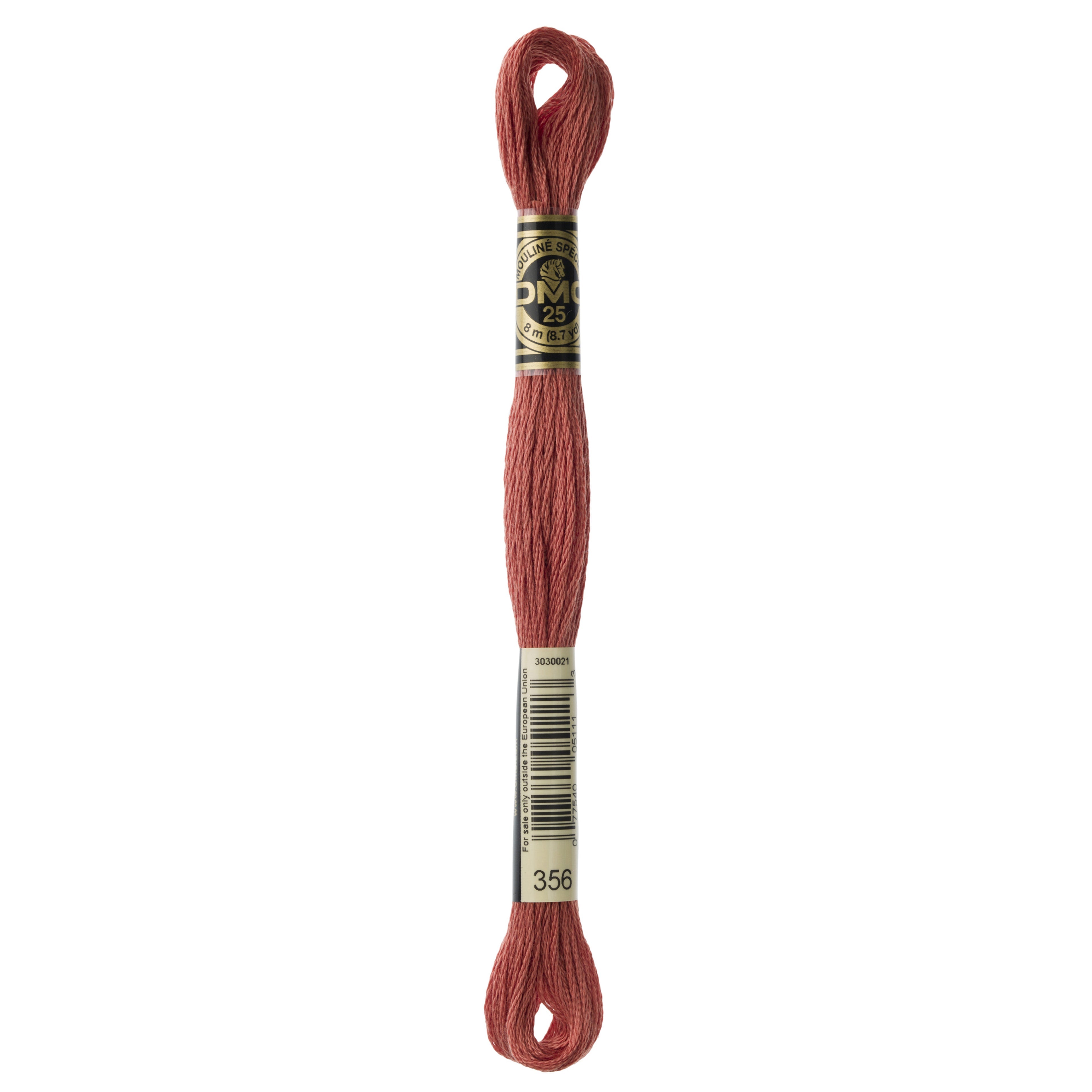 One skein of DMC Mouliné Stranded Cotton thread Colour code 356
