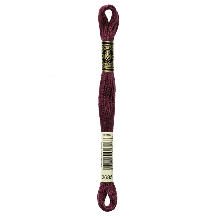One skein of DMC Mouliné Stranded Cotton thread Colour code 3685