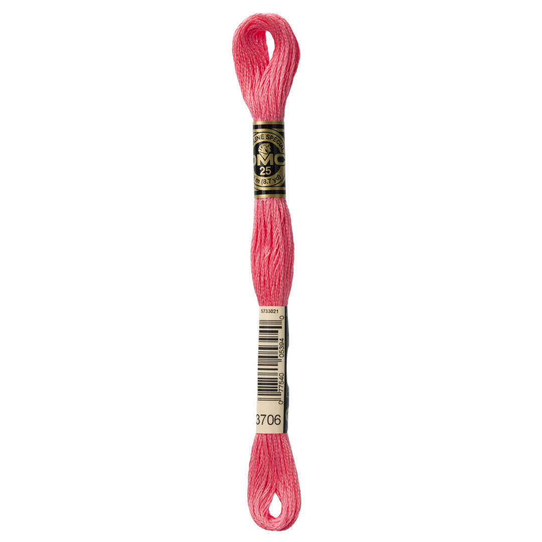 One skein of DMC Mouliné Stranded Cotton thread Colour code 3706