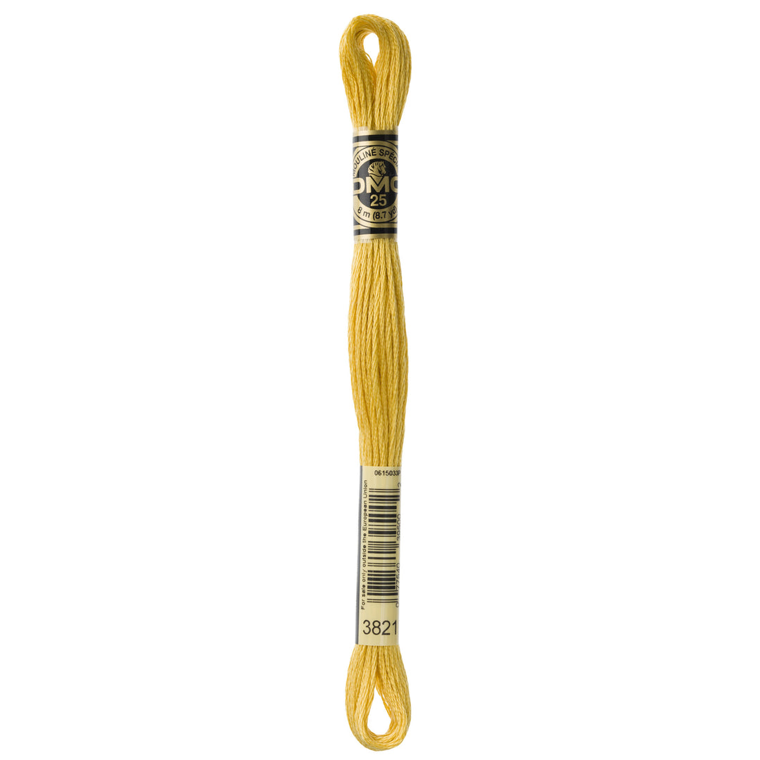 One skein of DMC Mouliné Stranded Cotton thread Colour code 3821