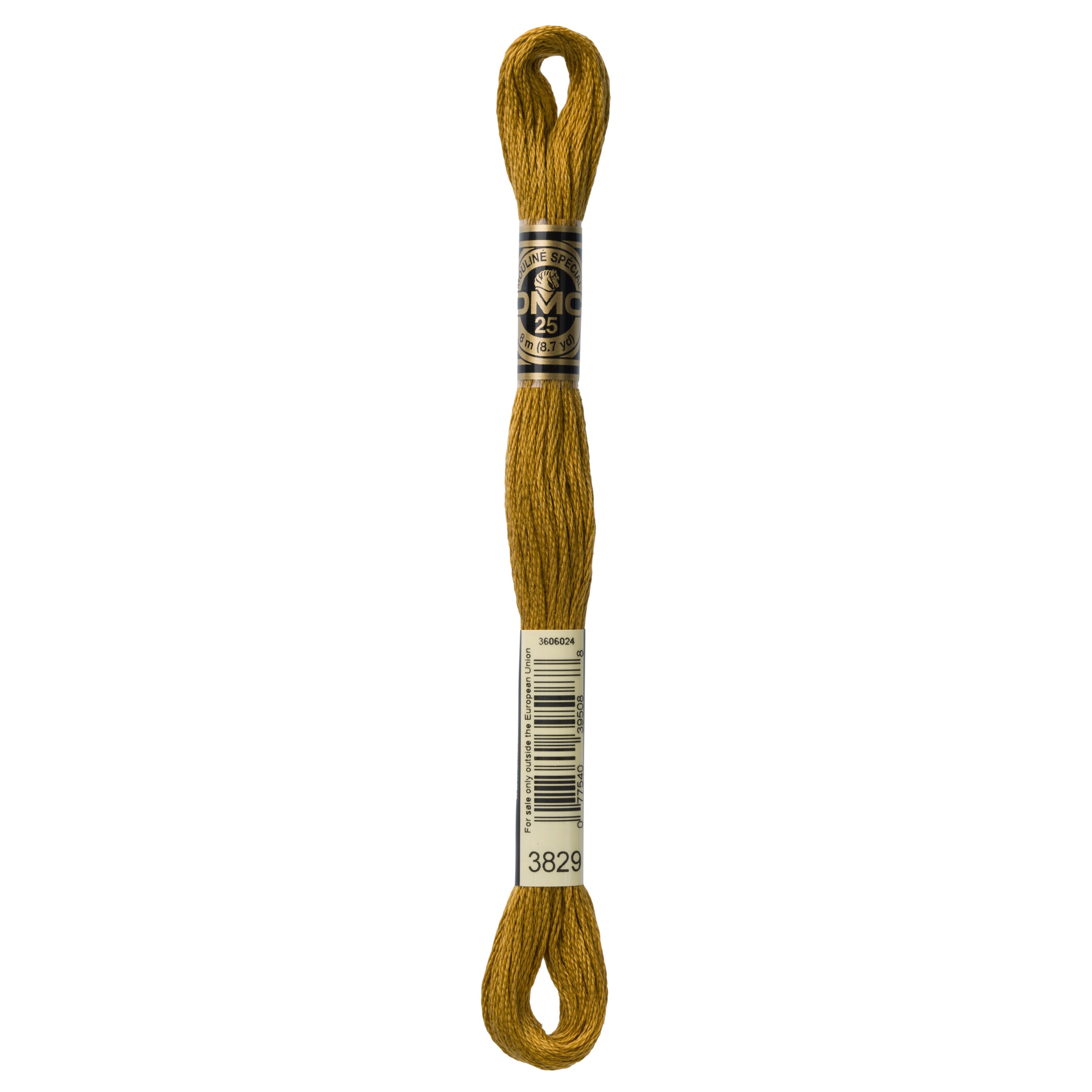 One skein of DMC Mouliné Stranded Cotton thread Colour code 3829