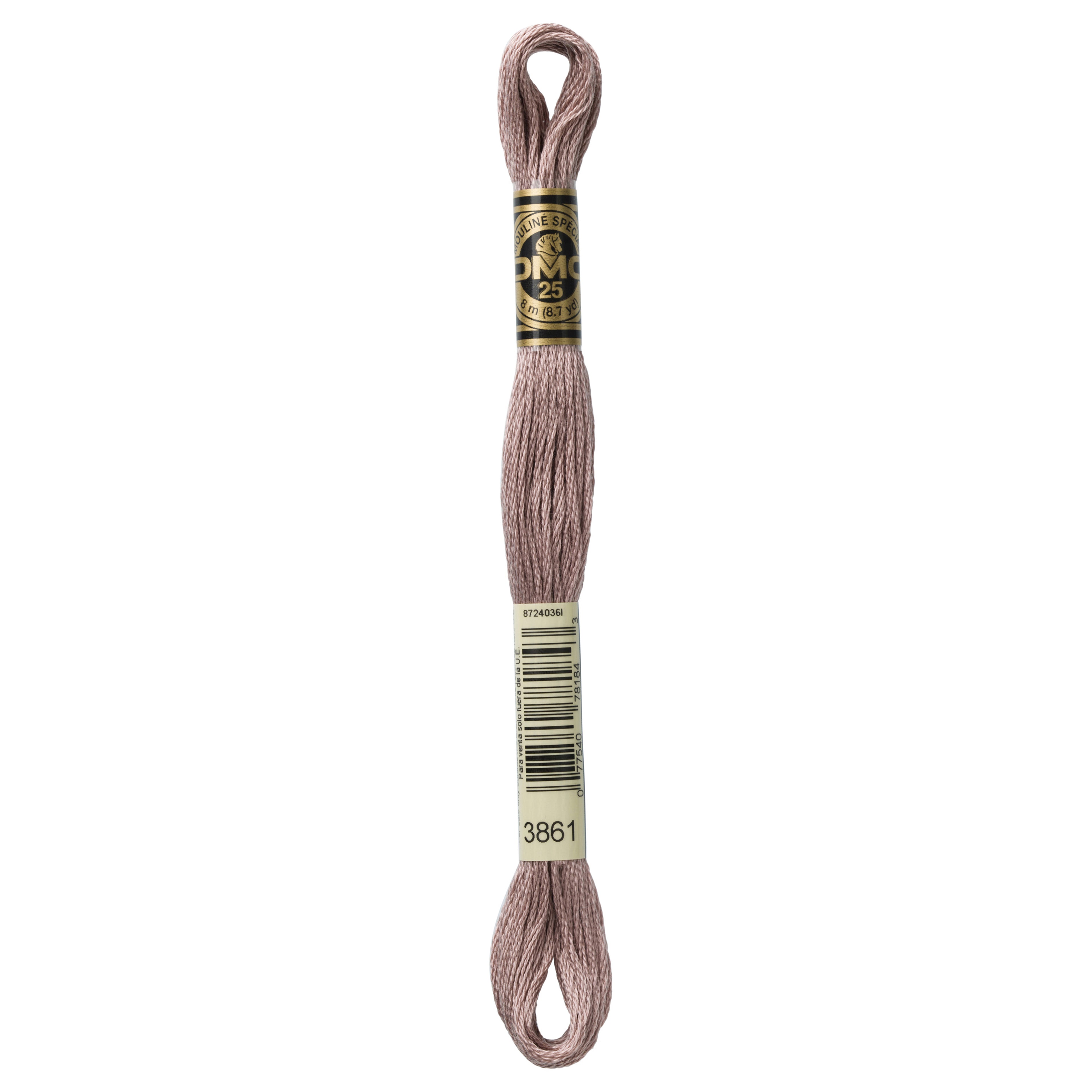 One skein of DMC Mouliné Stranded Cotton thread Colour code 3861
