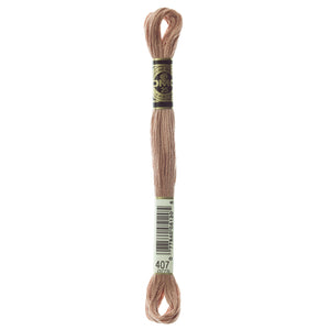 One skein of DMC Mouliné Stranded Cotton thread Colour code 407