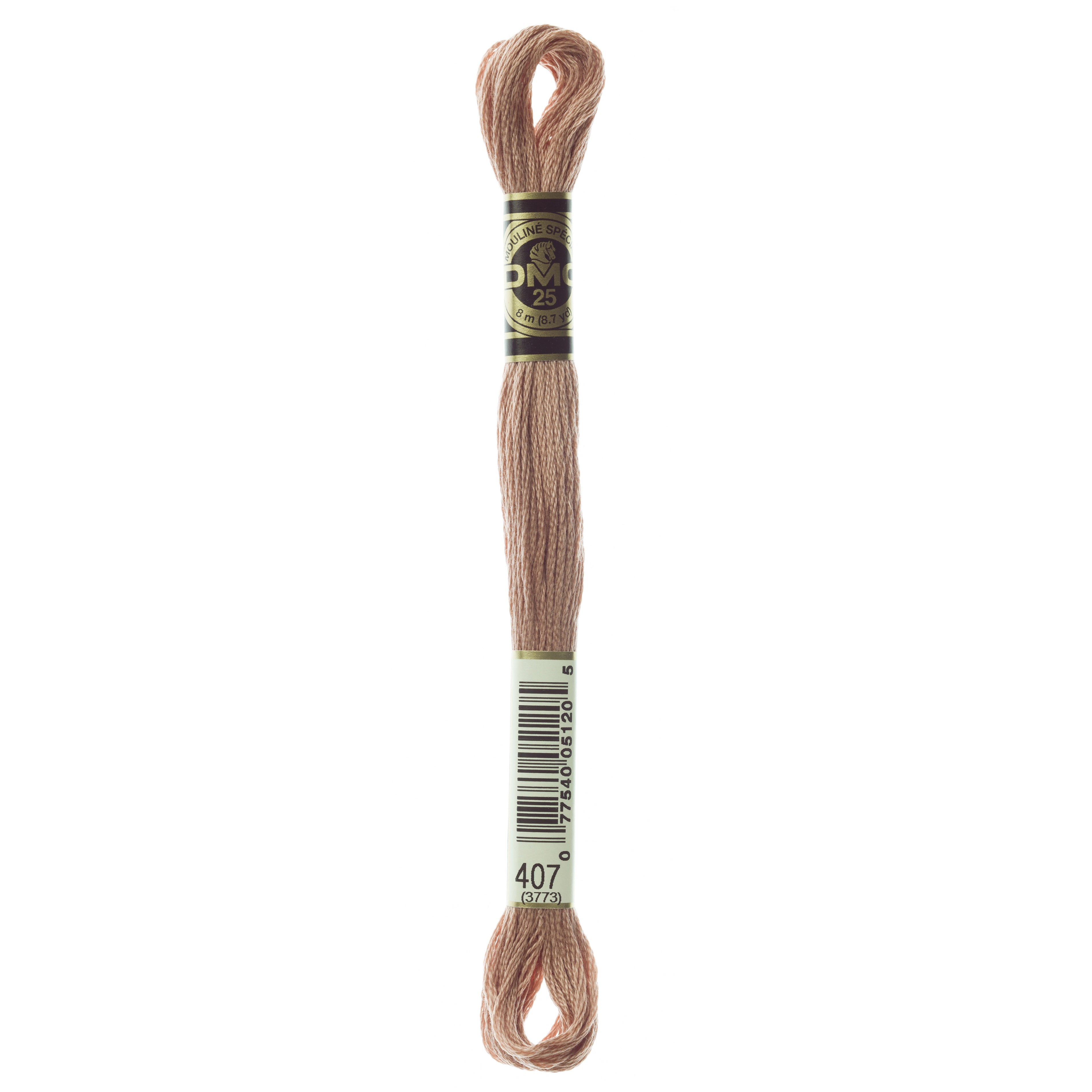 One skein of DMC Mouliné Stranded Cotton thread Colour code 407