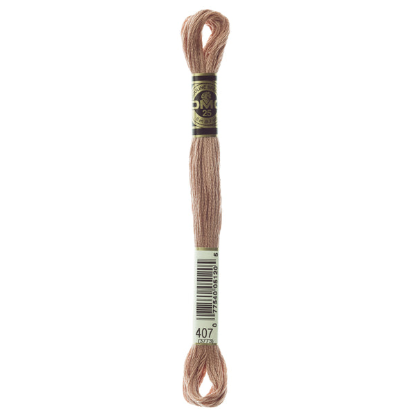 One skein of DMC Mouliné Stranded Cotton thread Colour code 407