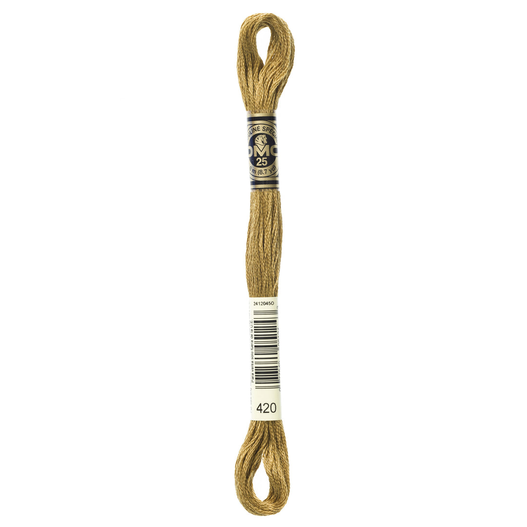 One skein of DMC Mouliné Stranded Cotton thread Colour code 420