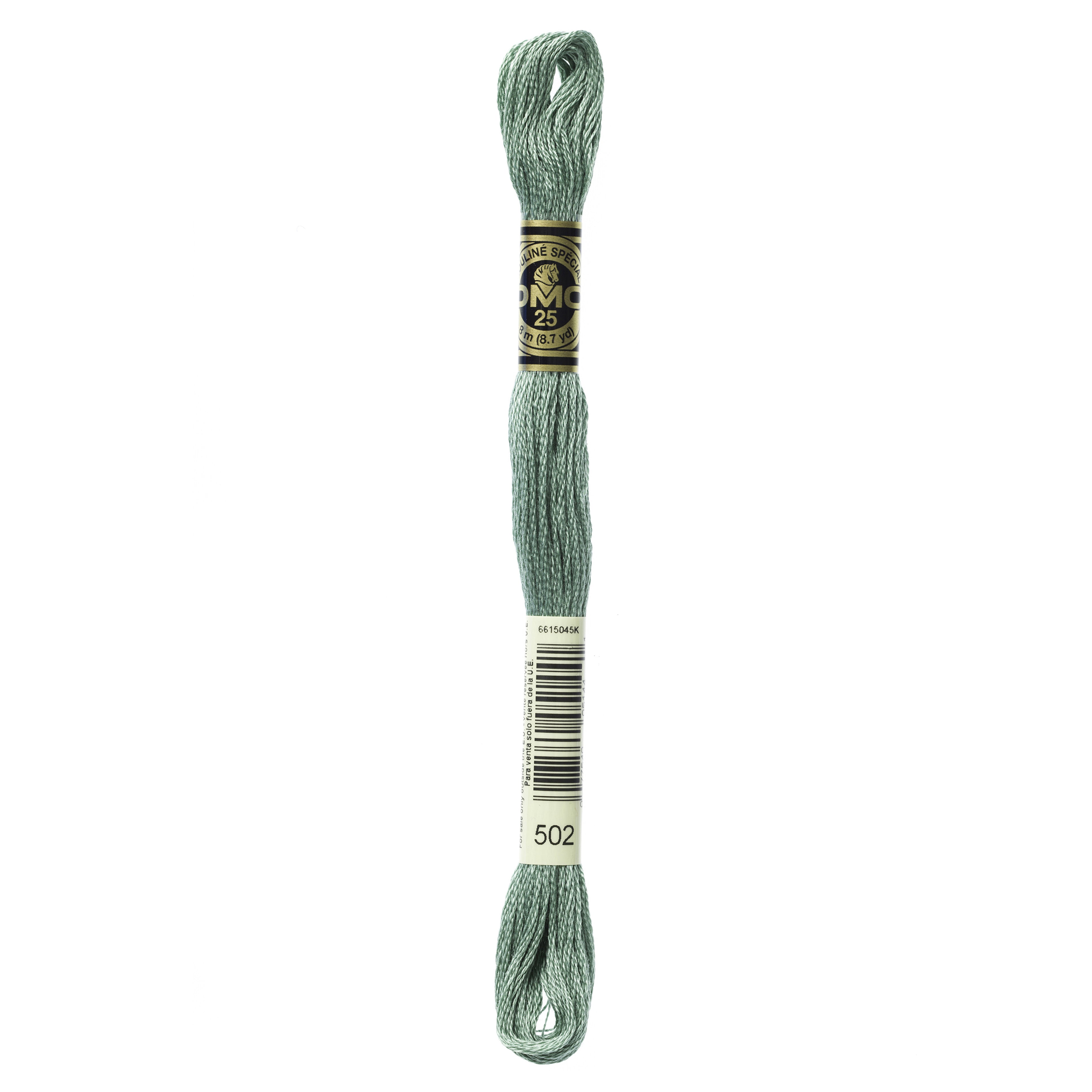 One skein of DMC Mouliné Stranded Cotton thread Colour code 502