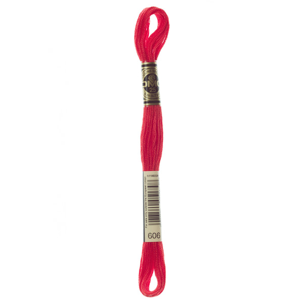 One skein of DMC Mouliné Stranded Cotton thread Colour code 606
