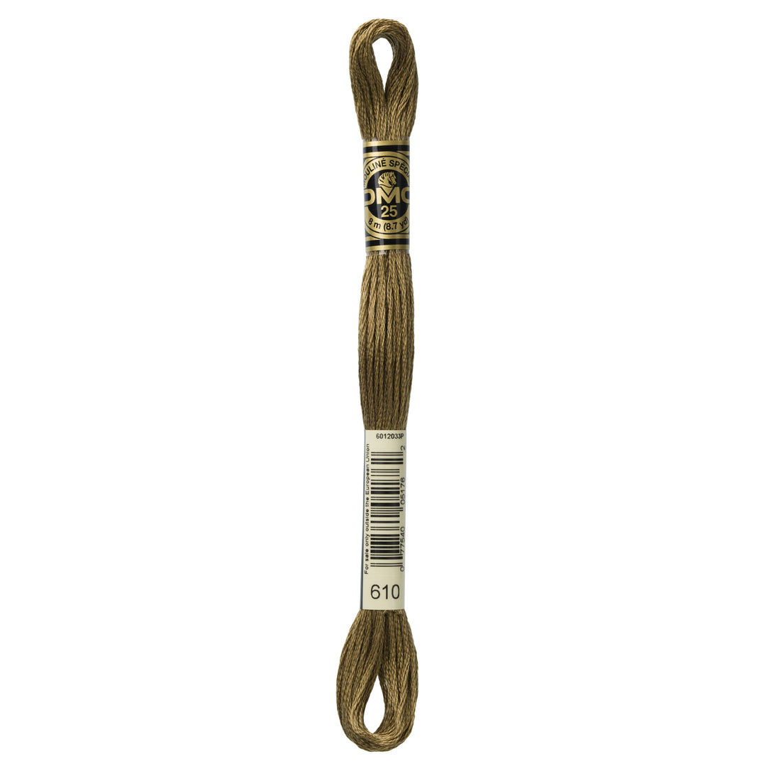 One skein of DMC Mouliné Stranded Cotton thread Colour code 610