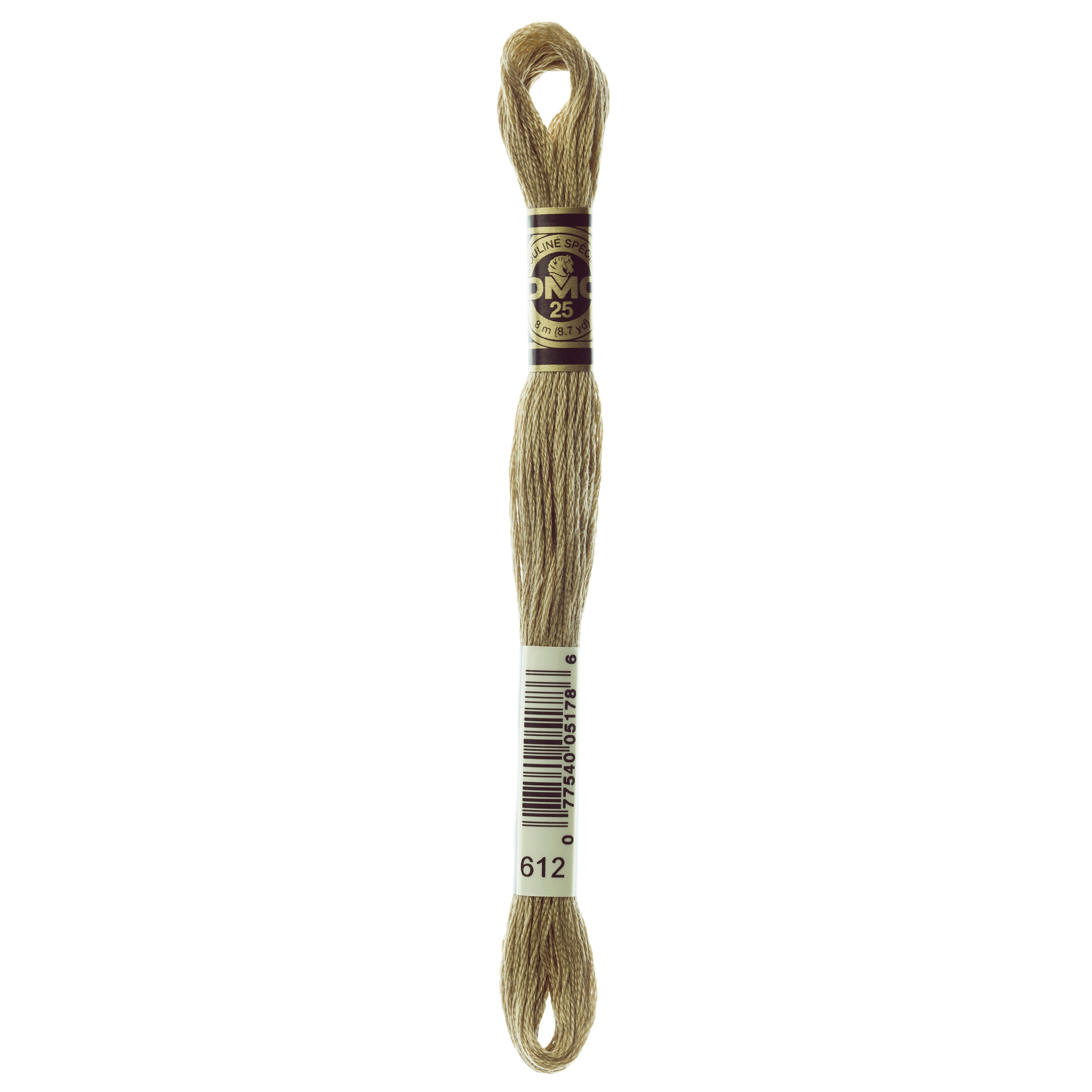 One skein of DMC Mouliné Stranded Cotton thread Colour code 612