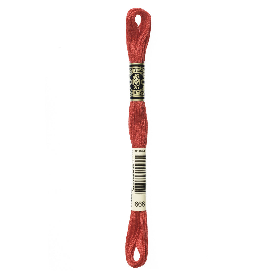 One skein of DMC Mouliné Stranded Cotton thread Colour code 666