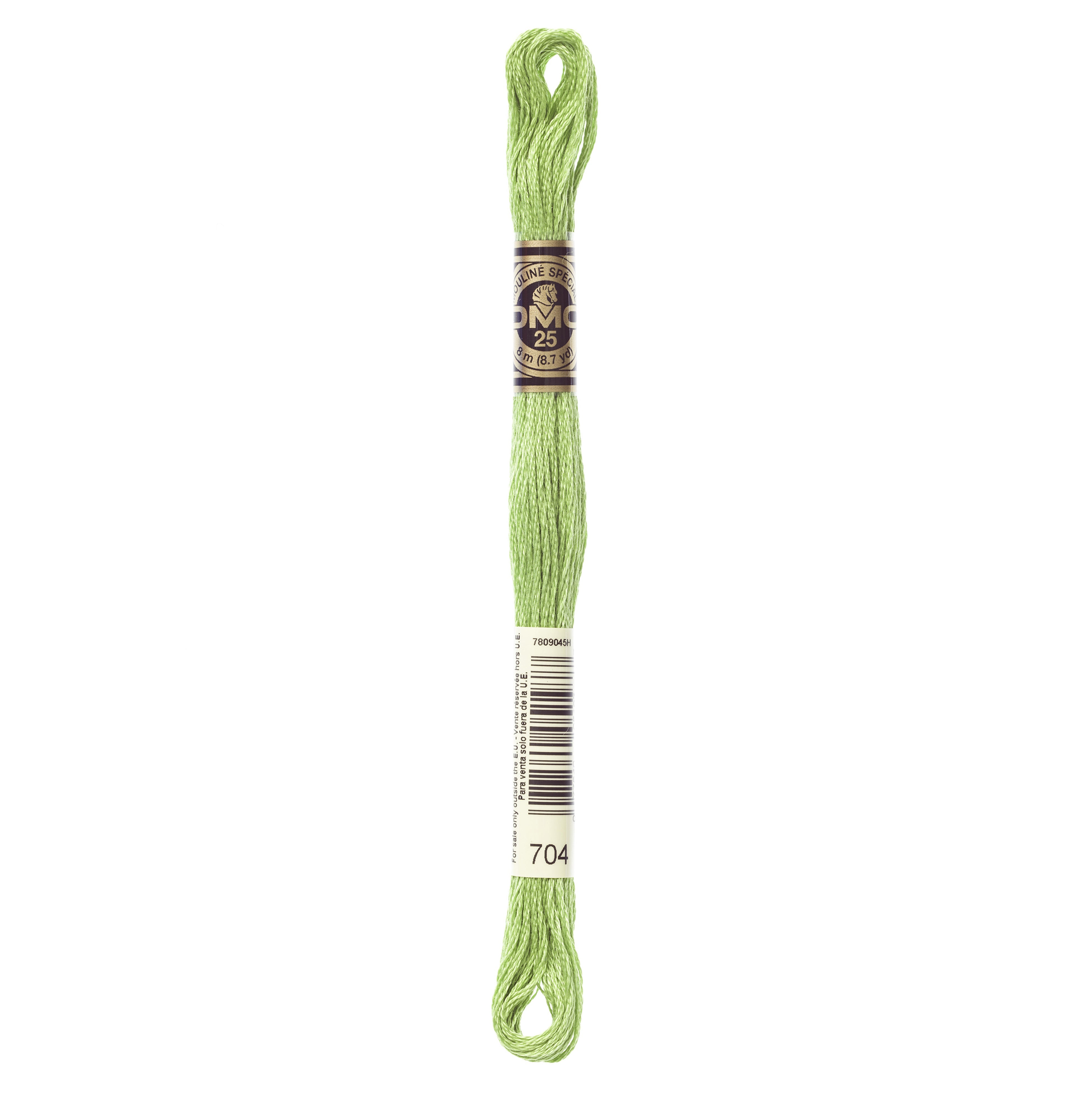 One skein of DMC Mouliné Stranded Cotton thread Colour code 704