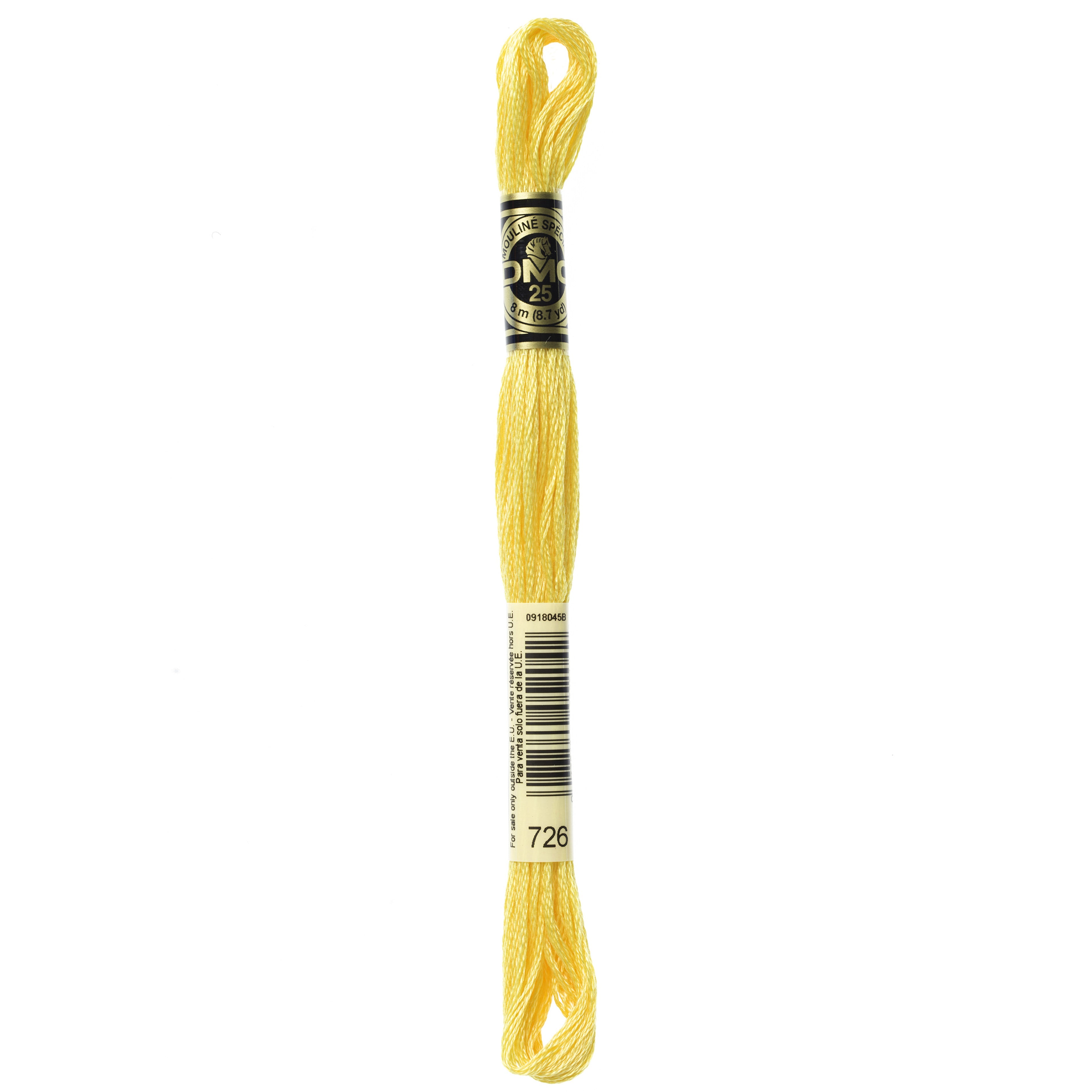 One skein of DMC Mouliné Stranded Cotton thread Colour code 726