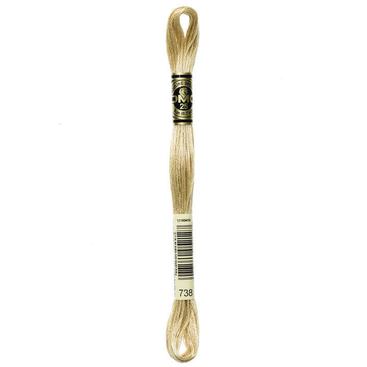 One skein of DMC Mouliné Stranded Cotton thread Colour code 738