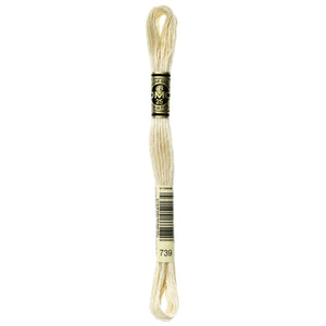 One skein of DMC Mouliné Stranded Cotton thread Colour code 739