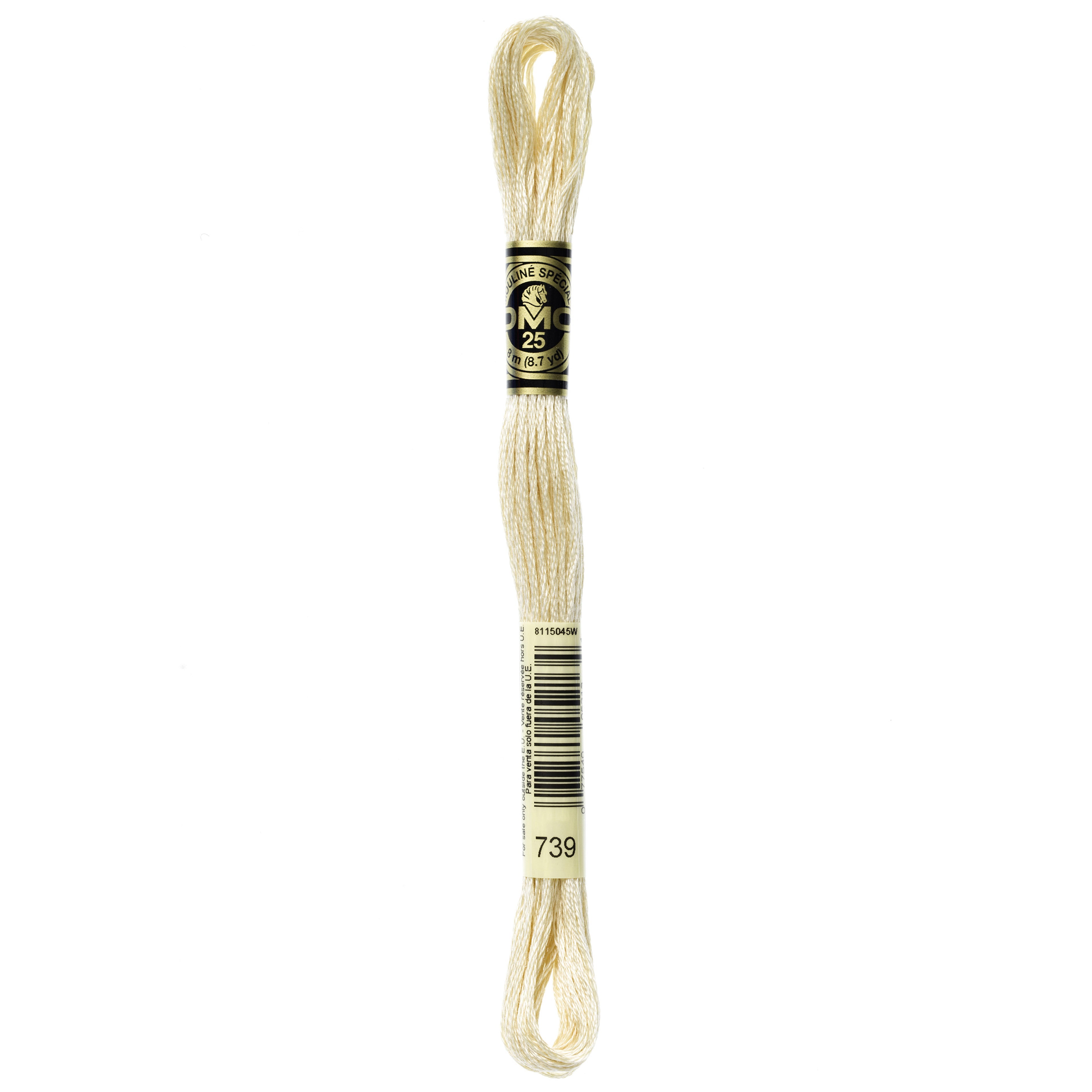 One skein of DMC Mouliné Stranded Cotton thread Colour code 739