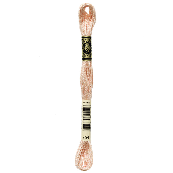 One skein of DMC Mouliné Stranded Cotton thread Colour code 754