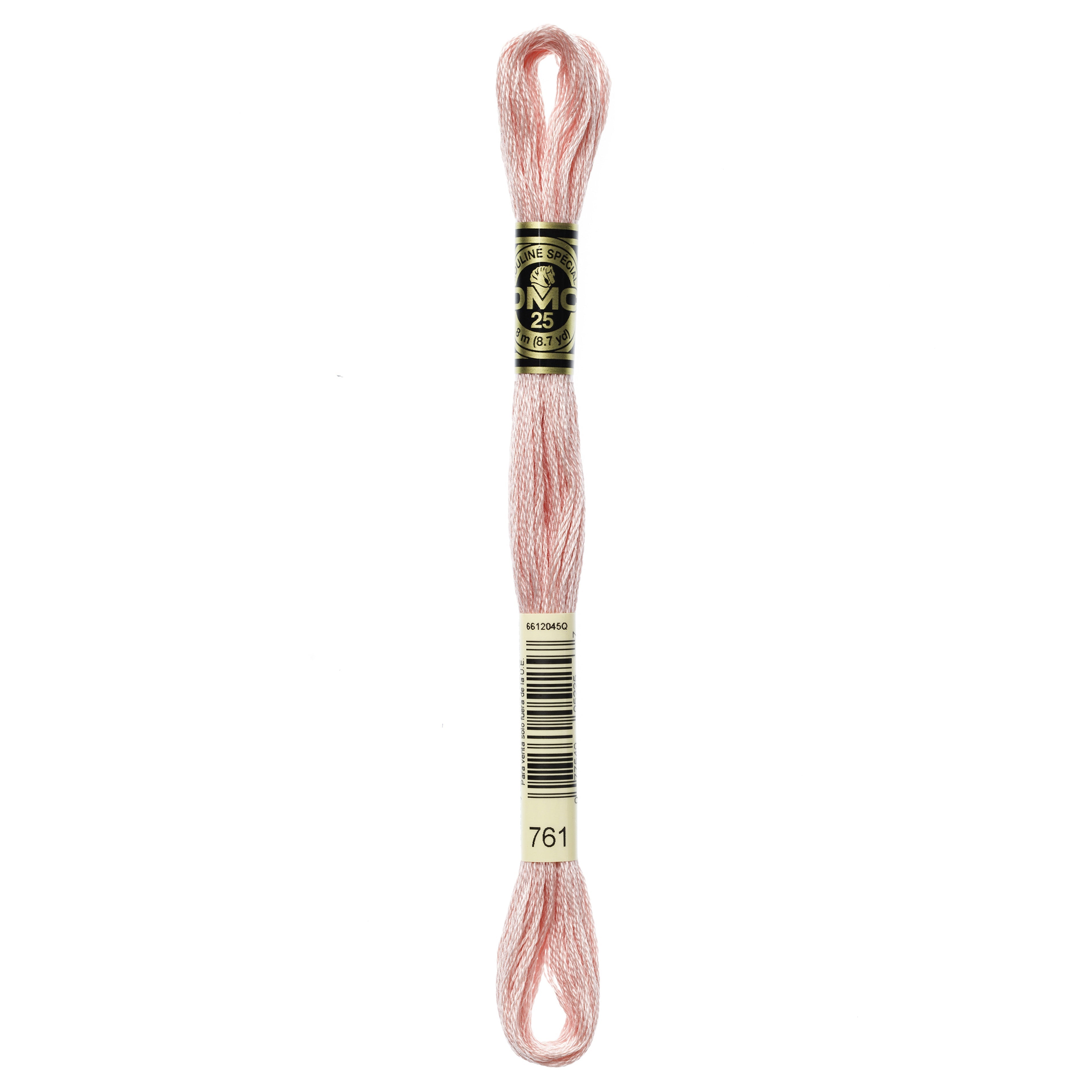 One skein of DMC Mouliné Stranded Cotton thread Colour code 761