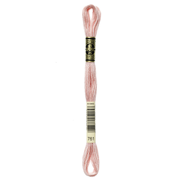 One skein of DMC Mouliné Stranded Cotton thread Colour code 761