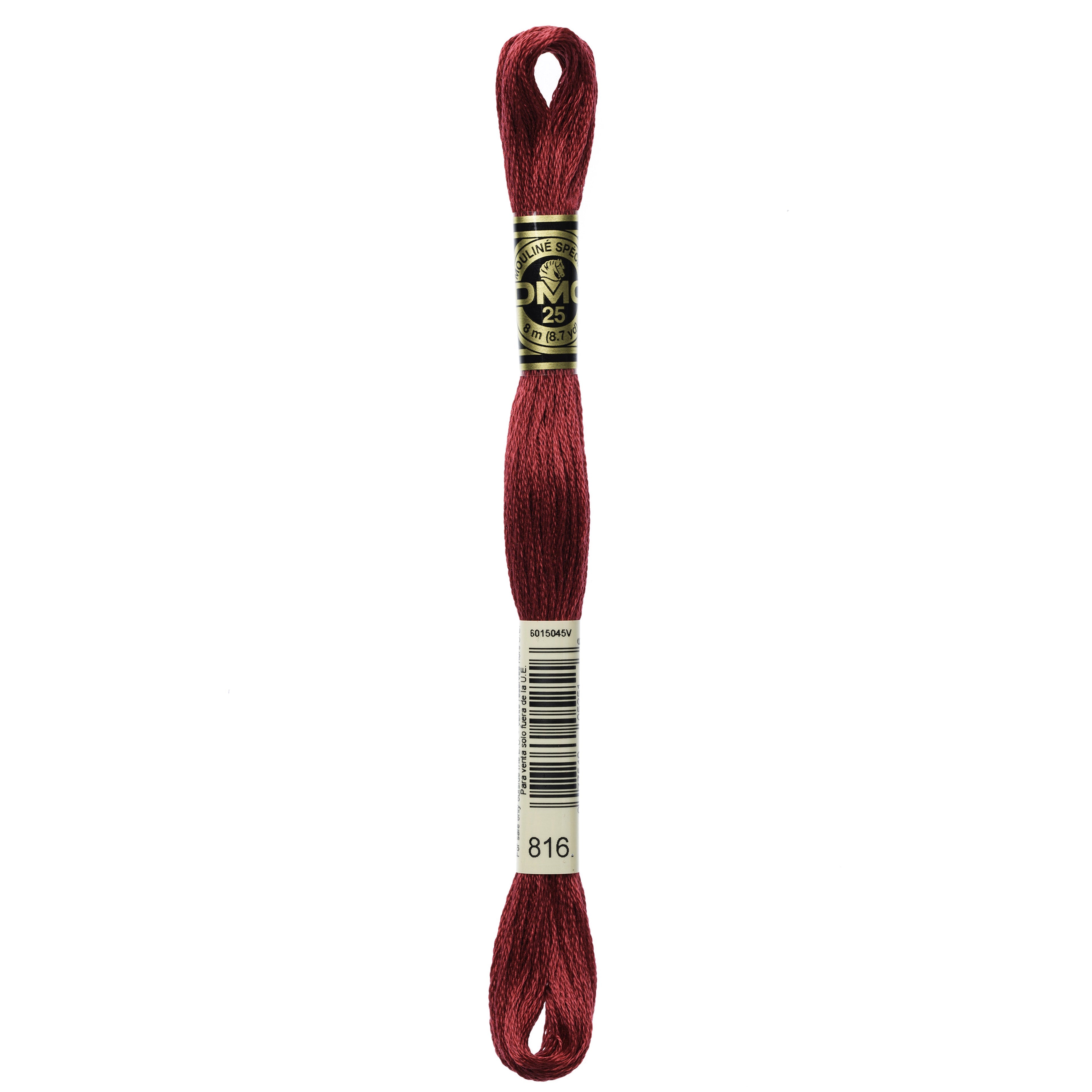 One skein of DMC Mouliné Stranded Cotton thread Colour code 816
