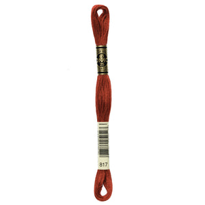 One skein of DMC Mouliné Stranded Cotton thread Colour code 817