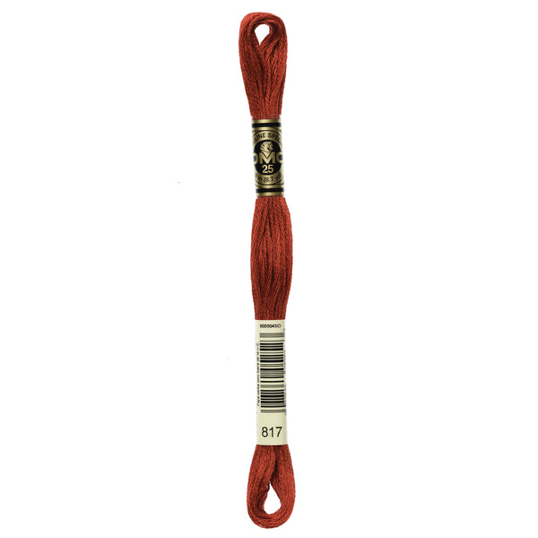 One skein of DMC Mouliné Stranded Cotton thread Colour code 817