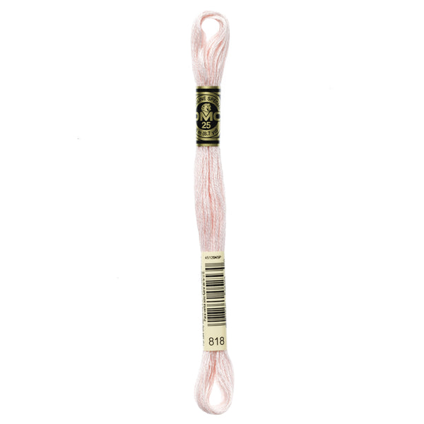 One skein of DMC Mouliné Stranded Cotton thread Colour code 818