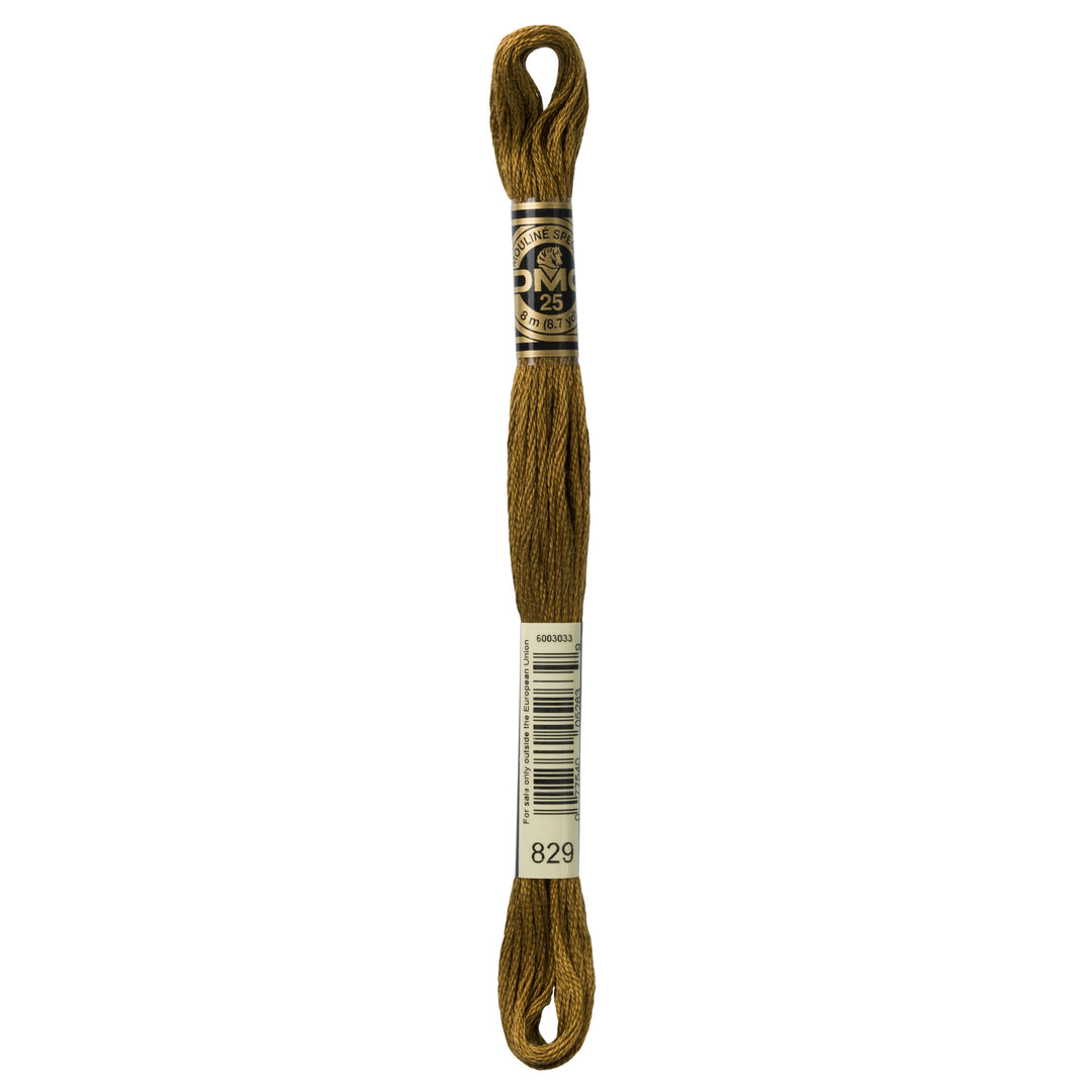 One skein of DMC Mouliné Stranded Cotton thread Colour code 829
