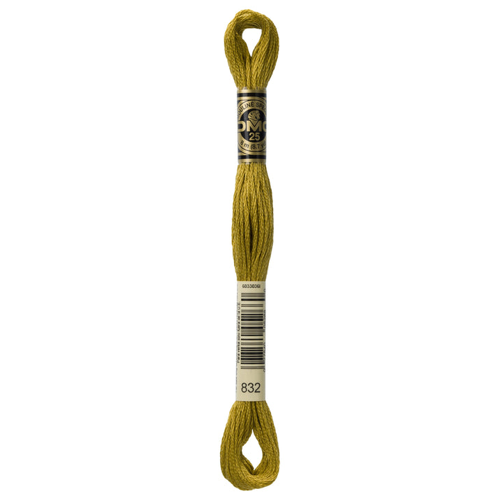 One skein of DMC Mouliné Stranded Cotton thread Colour code 832