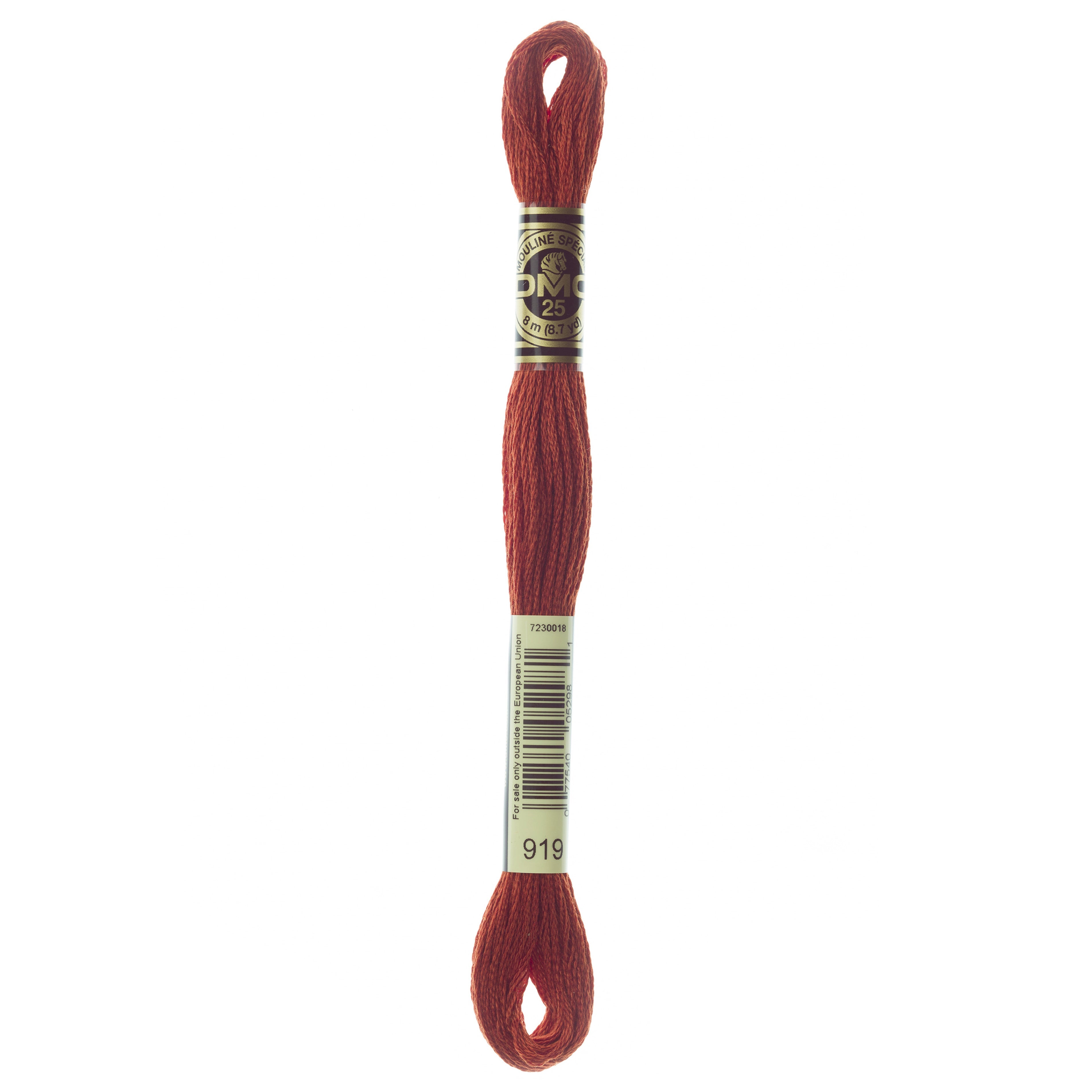 One skein of DMC Mouliné Stranded Cotton thread Colour code 919