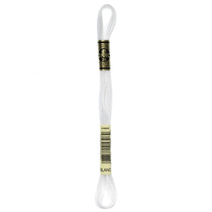 One skein of DMC Mouliné Stranded Cotton thread Colour code BLANC