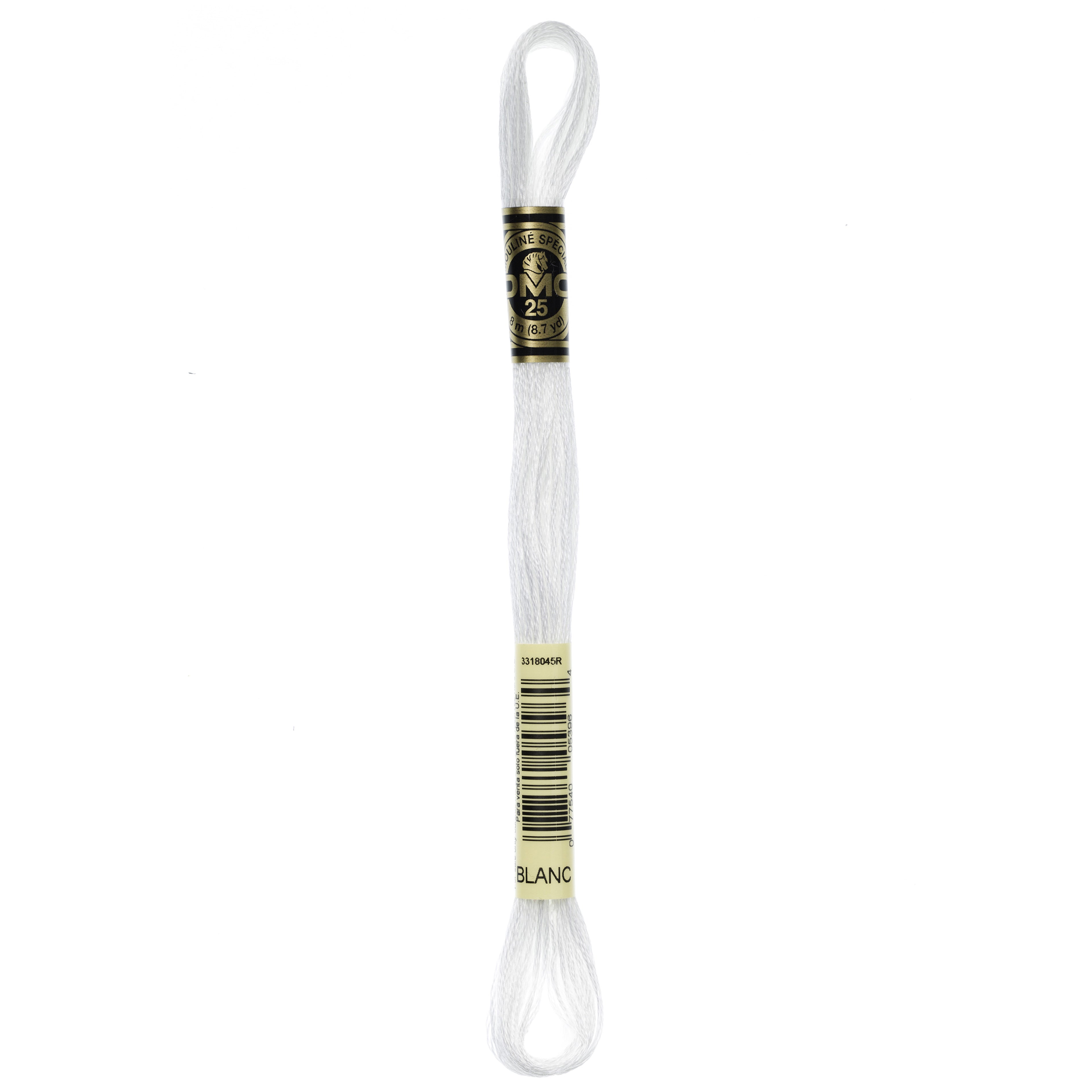 One skein of DMC Mouliné Stranded Cotton thread Colour code BLANC