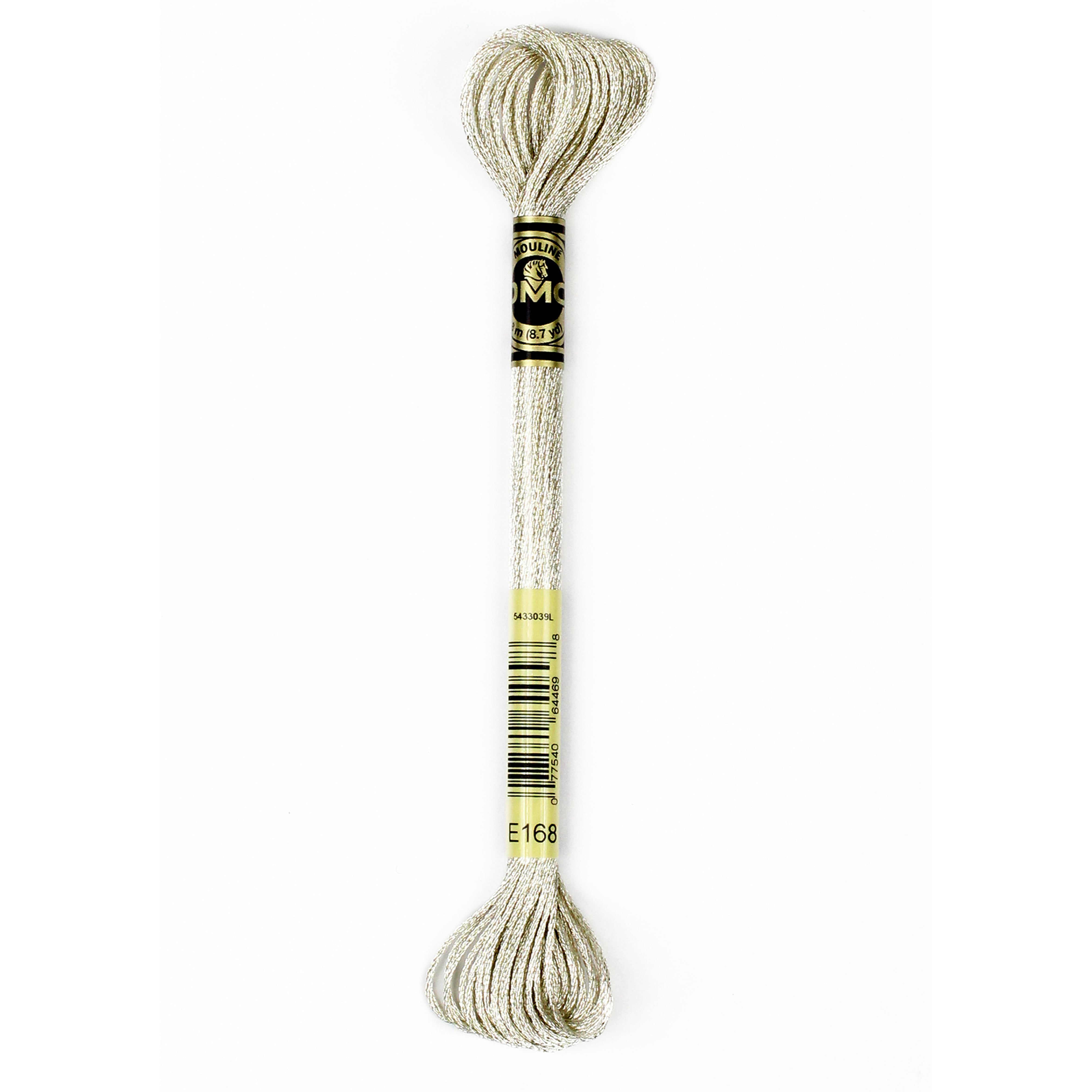 One skein of DMC Mouliné Light Effects Stranded thread Colour code E168