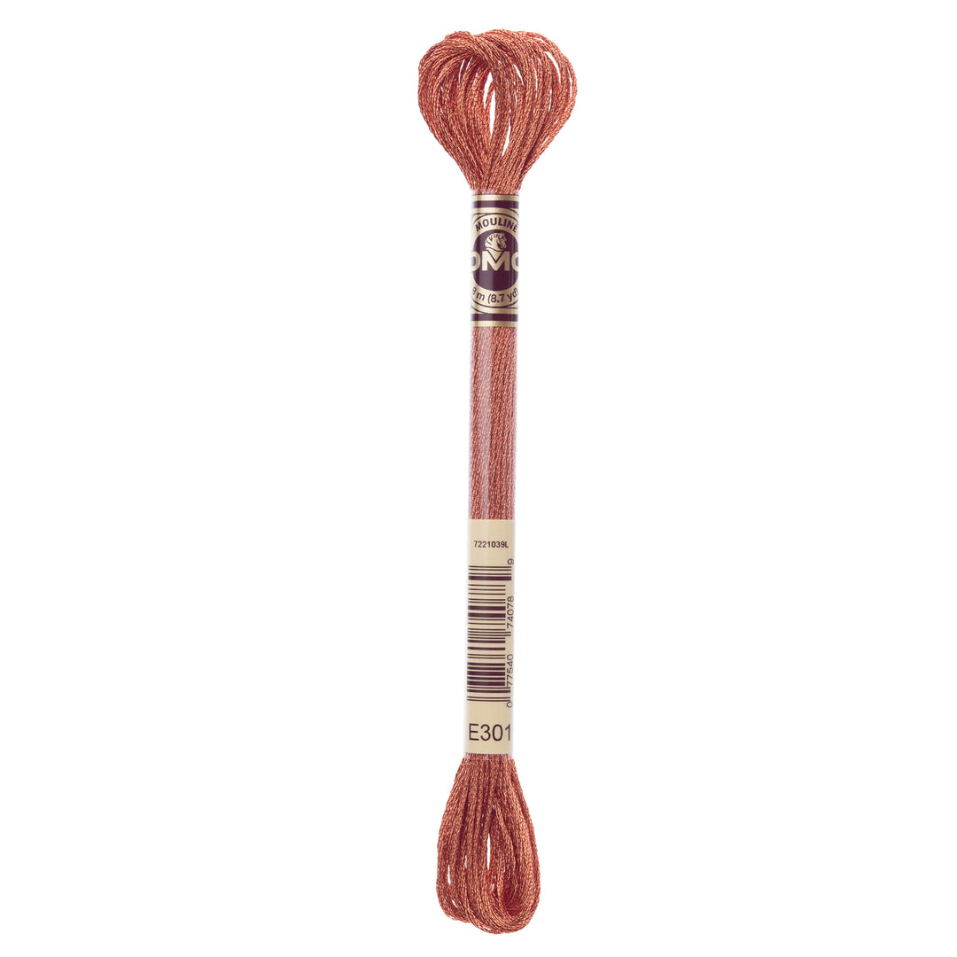 One skein of DMC Mouliné Light Effects Stranded thread Colour code E301