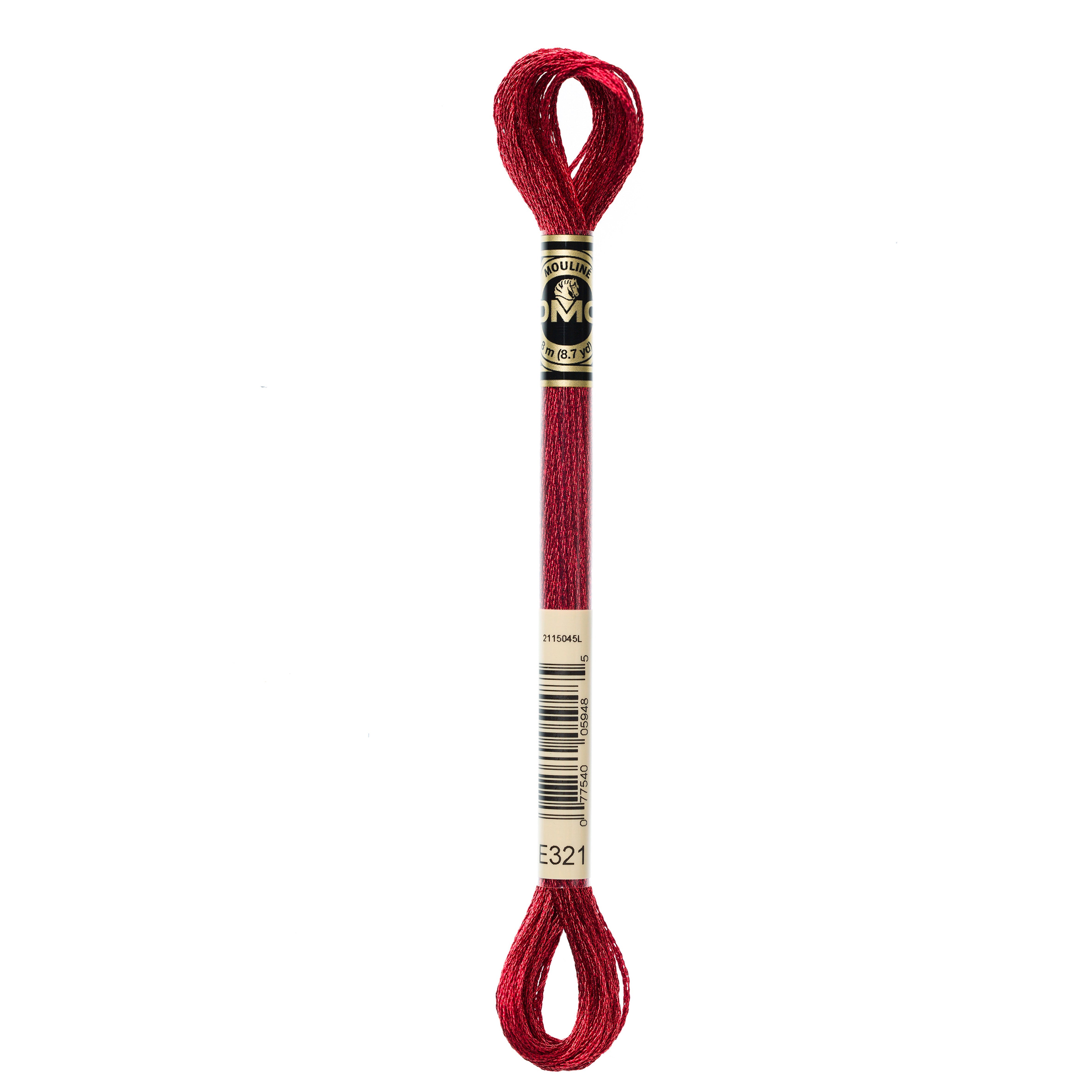 One skein of DMC Mouliné Light Effects Stranded thread Colour code E321