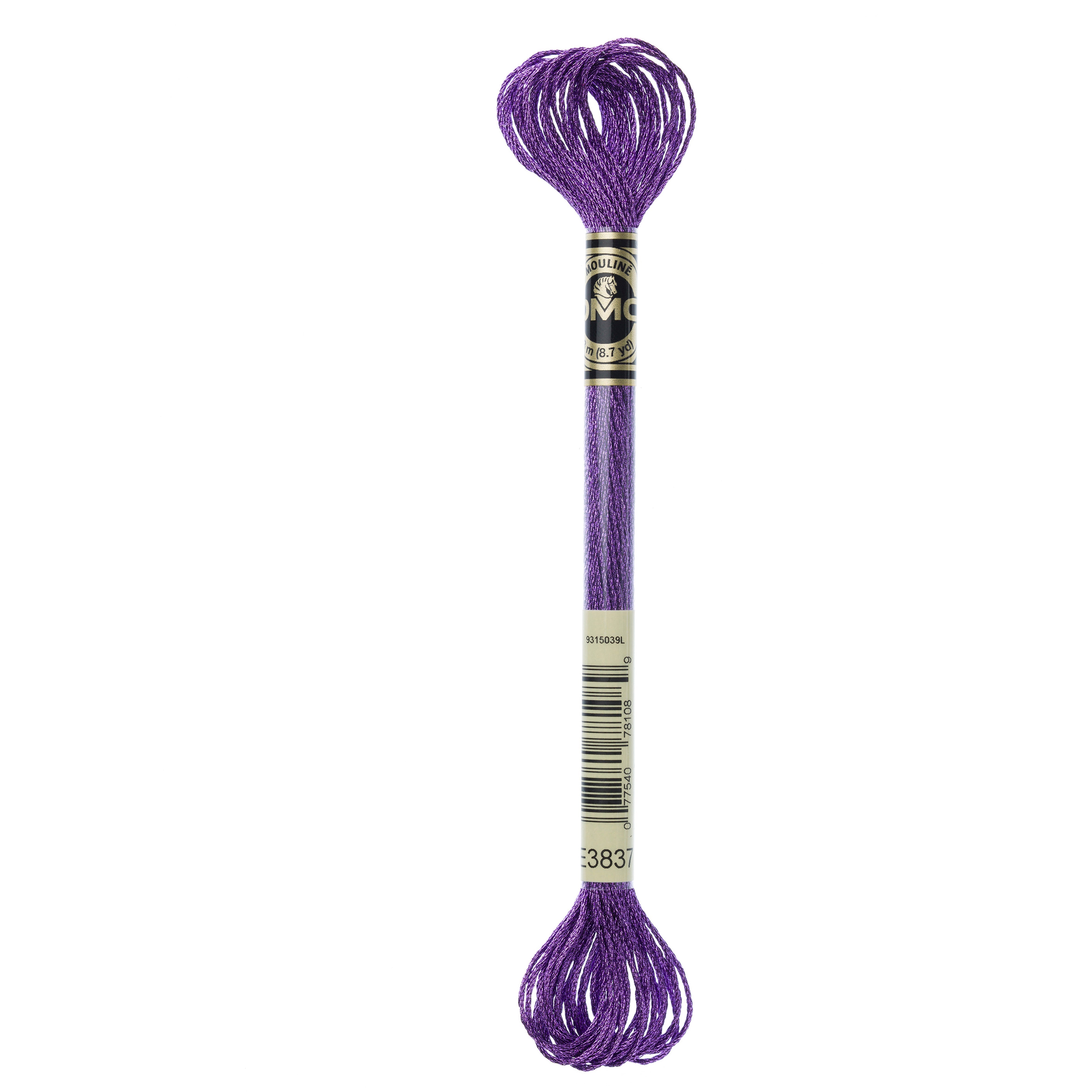 One skein of DMC Mouliné Light Effects Stranded thread Colour code E3837