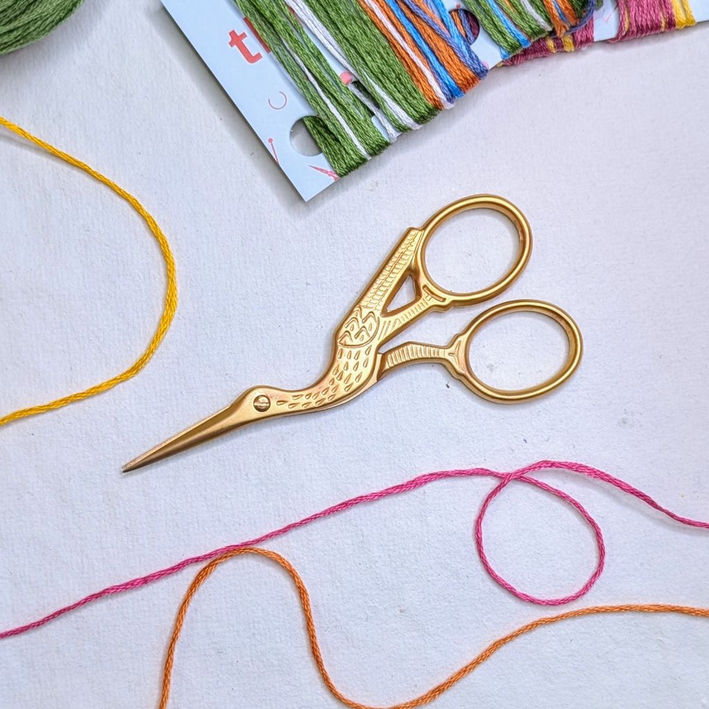 Gold Plated Stork Embroidery Scissors