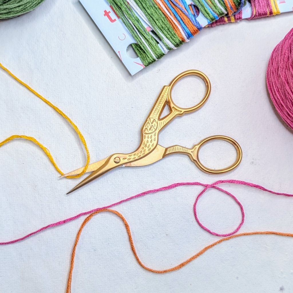 Gold Plated Stork Embroidery Scissors