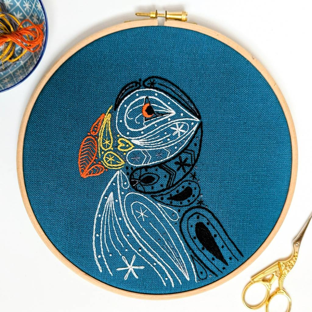 Paisley Puffin Embroidery Kit