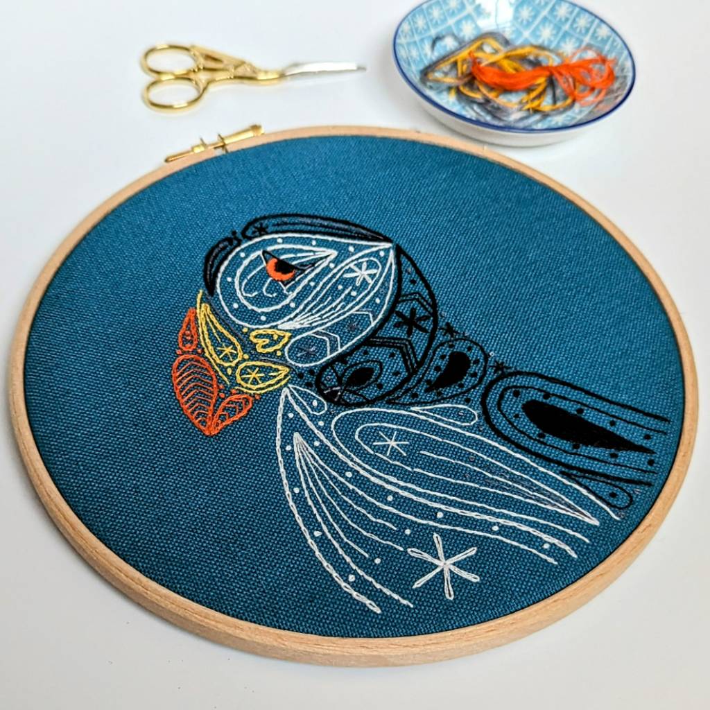 Paisley Puffin Embroidery Pattern