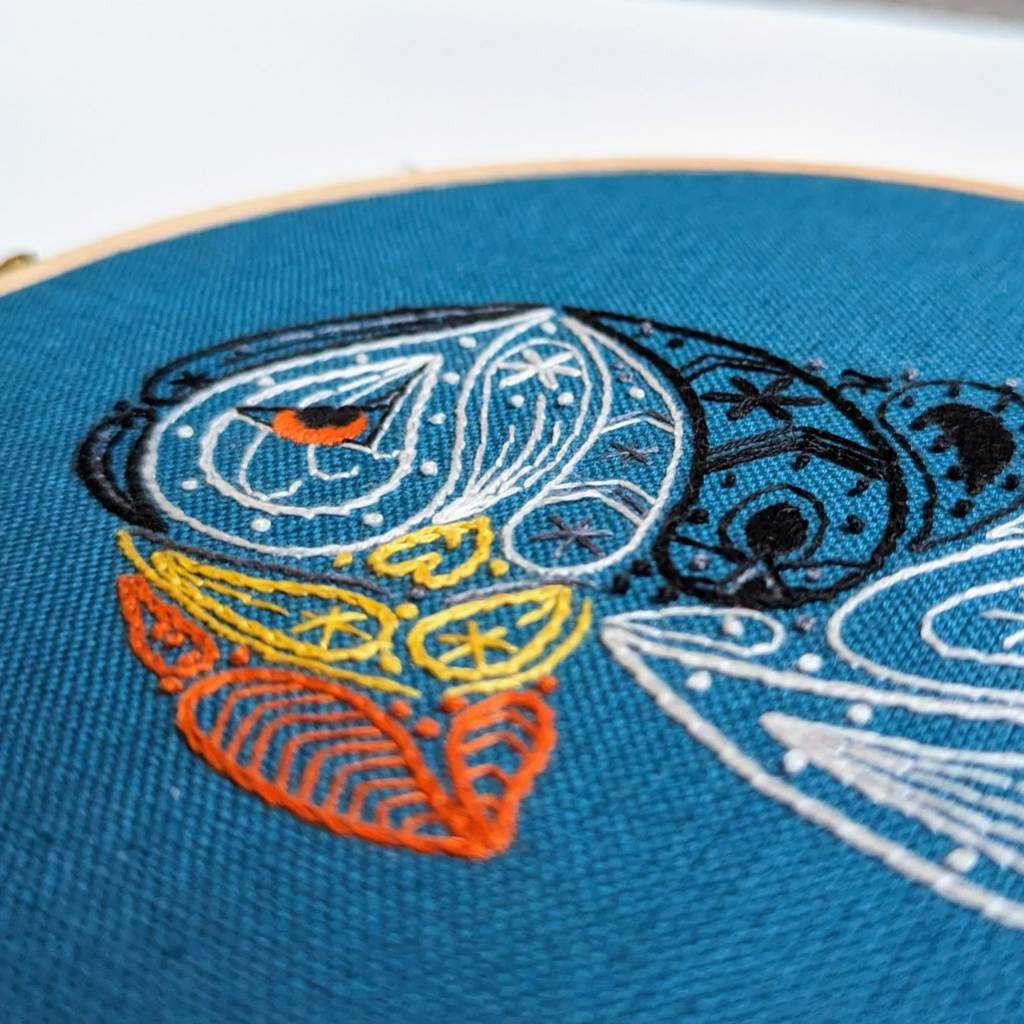 Paisley Puffin Embroidery Pattern