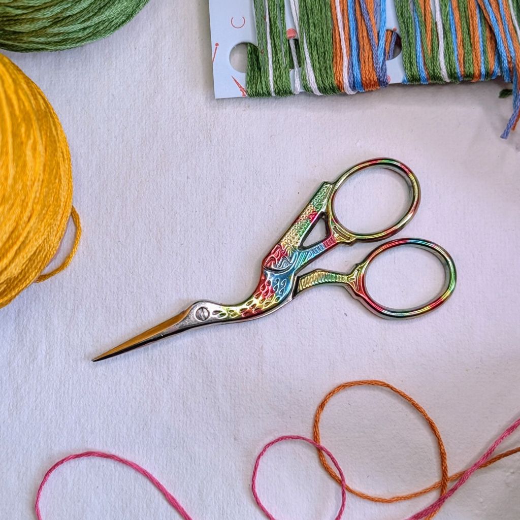 Rainbow Stork Embroidery Scissors