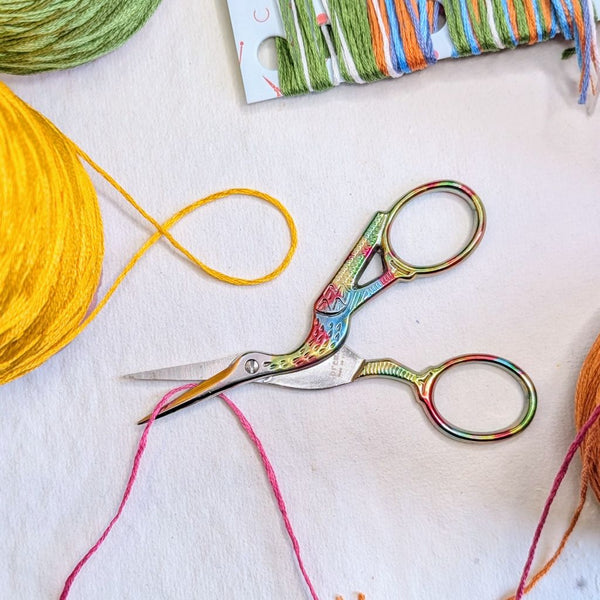 Rainbow Stork Embroidery Scissors