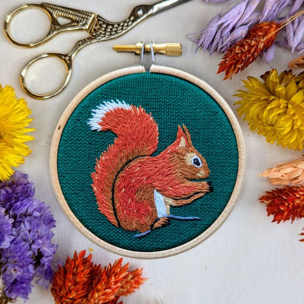 Red Squirrel Embroidery Kit